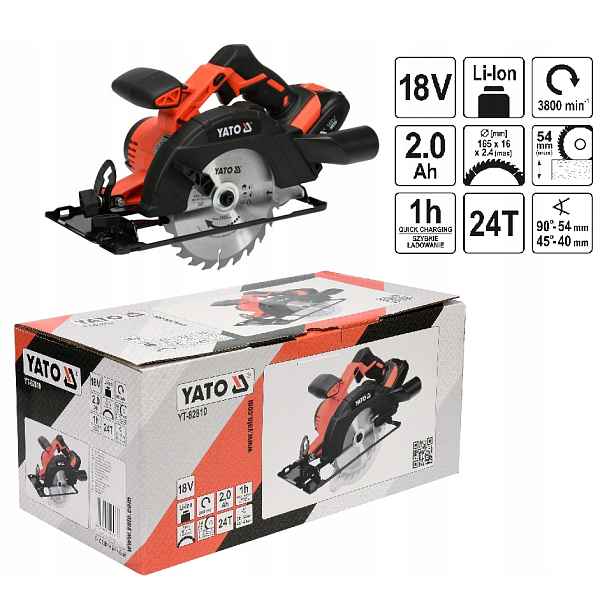 Yato YT-82810 Kotoučová Pila 18 V Sada 2 Ah