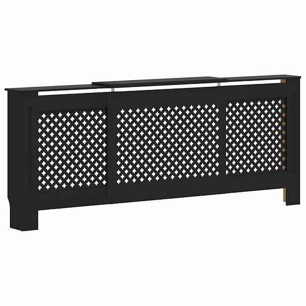 vidaXL Kryt na radiátor MDF černý 205 cm