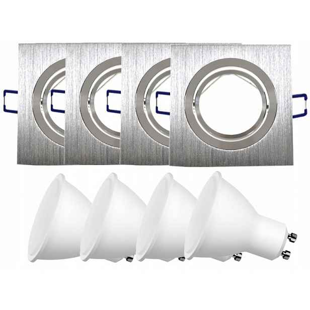4x Aluminiová Lampička Inox Ocel Kartáčovaná Led Žárovky 7W