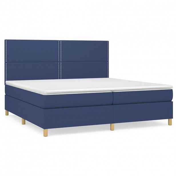 vidaXL Box spring postel s matrací modrá 200x200 cm textil