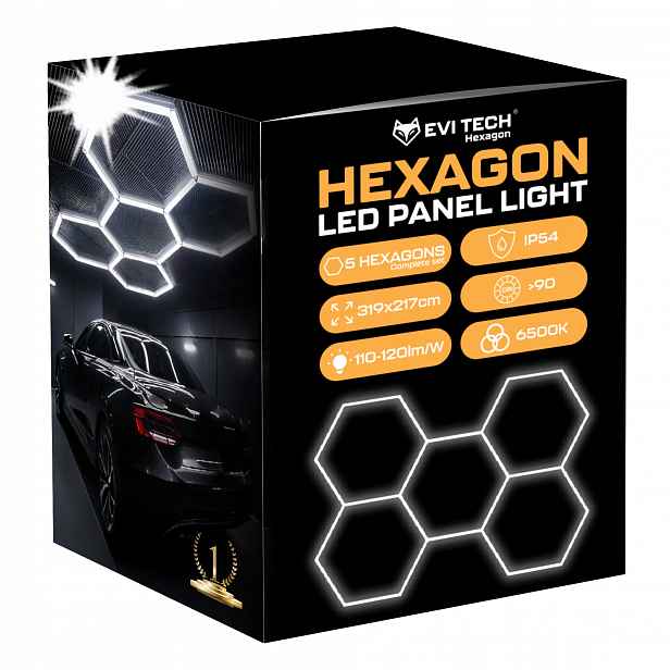 Led lampa Hexagon Stropní panel osvětlení Dílna Garáž Dům 319x217 cm