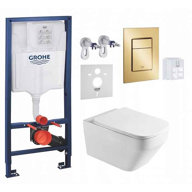 Sada Wc Stelaz Grohe Wc mísa Imprese Naron Tlačítko Zloty