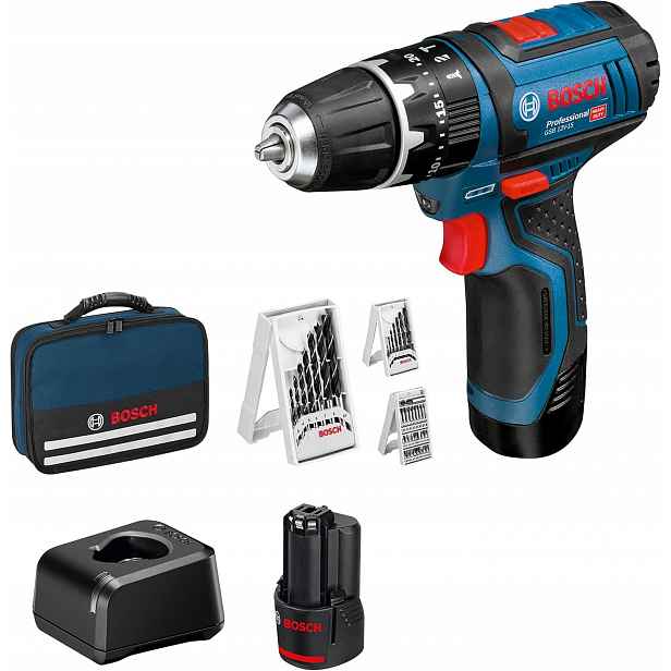 Bosch Professional 12V Gsb systém, akumulátorová příklepová vrtačka, sada