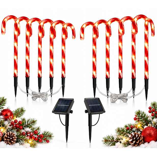 Led Solární Cukrové Lampičky 10 Ks Vánoční Zahradní 74 CM