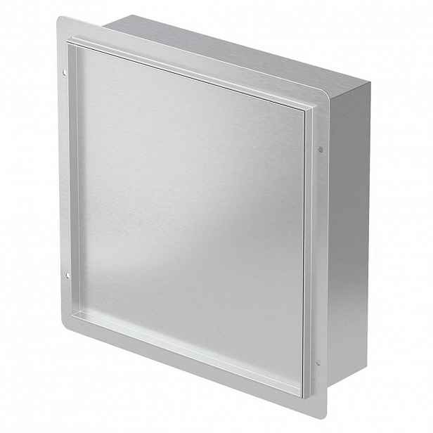 LuxeBath SPRCHOVÝ KOUT z leštěné nerezové oceli s obkladovými dveřmi, stříbrný, 25,5/25,5 cm