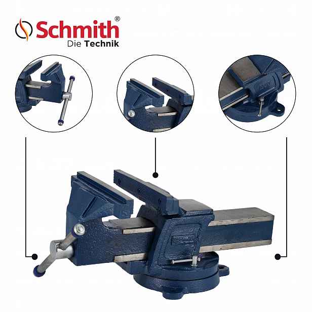 Otočné zámečnické svěrák litinové 200 mm Schmith