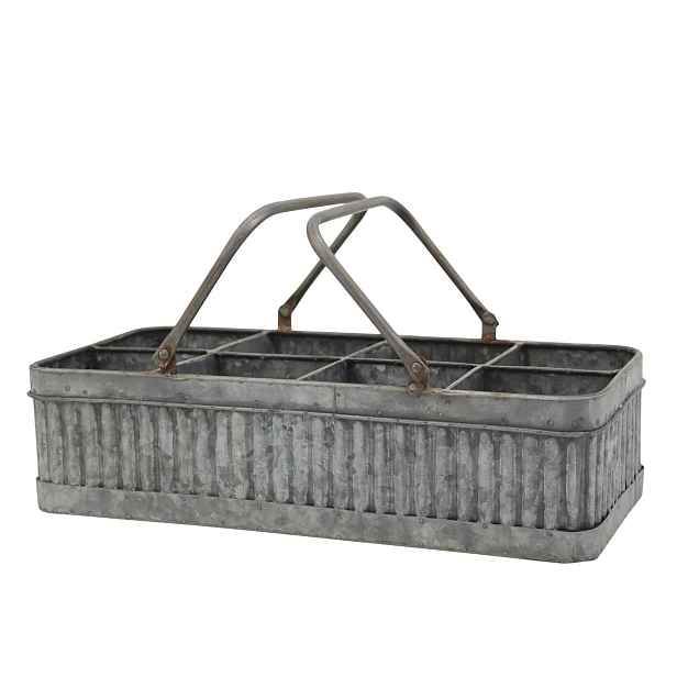 Plechový antik box s rukojetí a 8 přihrádkami Old French - 41*20*10 cm Chic Antique