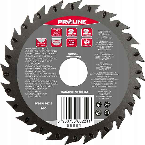 Plochá kotoučová pila s struhadlem 230 mm, silné zuby Proline 86223