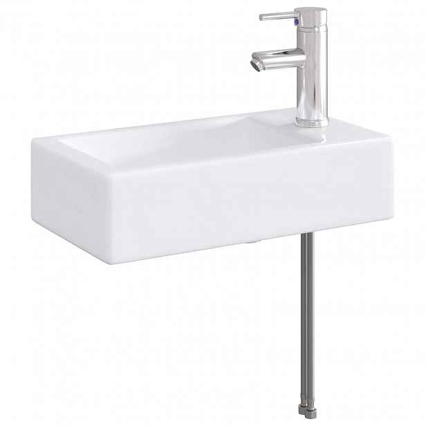 vidaXL Umývadlo s baterií a odpadem Chrom 45,5 x 25,5 x 13 cm Keramika