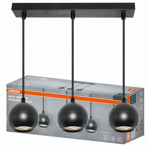 Závěsná stropní lampa Zwis Reflektor 3x GU10 Černá Spheral Osram