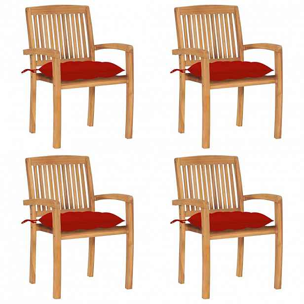 vidaXL Stohovací zahradní židle s poduškami 4 ks masivní teak