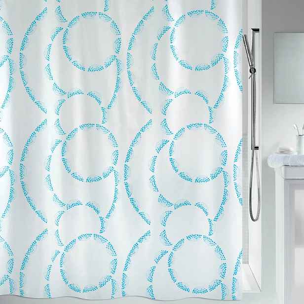 Spirella sprchový závěs Claire, motiv kruhy, bílý, 180 x 200 cm, polyester