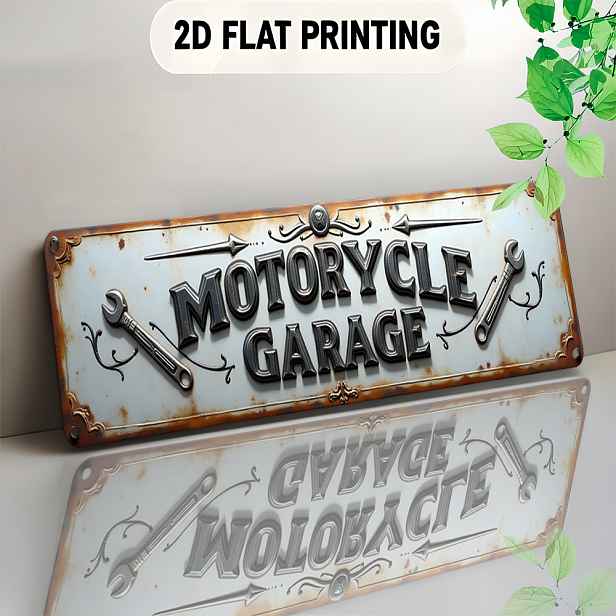 TEMU 2D plochá, retro cedule do garáže s motorkou - kovová cedule 16X4 palců, dekorace na zeď pro domácí i venkovní použití, umělecká dekorace na