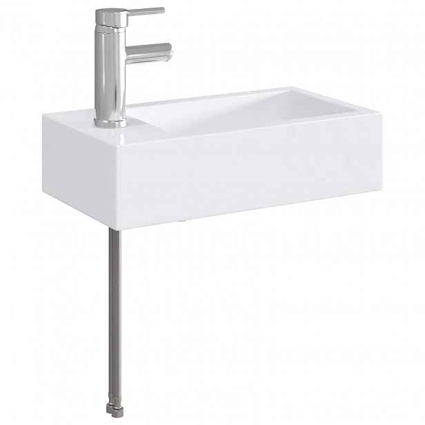 vidaXL Umývadlo s baterií a odpadem Chrom 45,5 x 25,5 x 13 cm Keramika