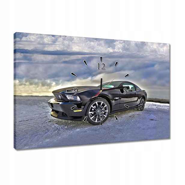 Hodiny 60x40 Ford Mustang na sněhu Auto Klasika vyrobeno v Usa