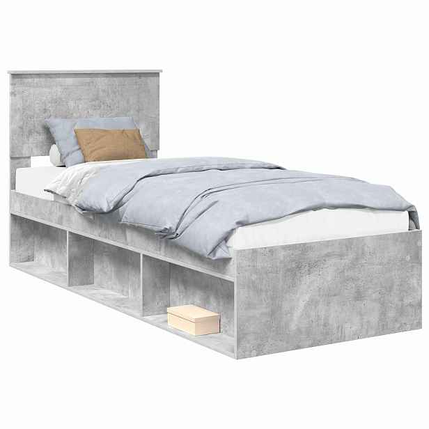 vidaXL Rám postele Betonově šedá 75 x 190 cm Masivní borové dřevo