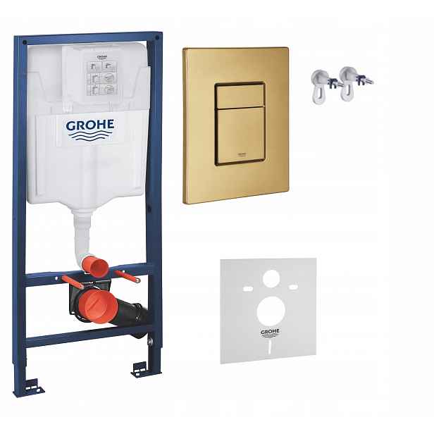Kompletní podomítkový Wc set – rám Grohe zlaté kartáčované tlačítko
