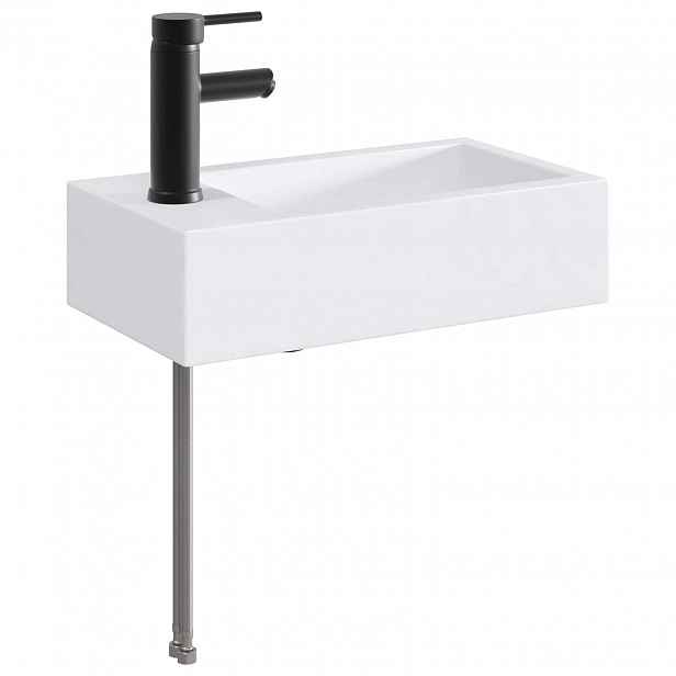 vidaXL Umývadlo s baterií a odpadem Matná černá 45,5 x 25,5 x 13 cm