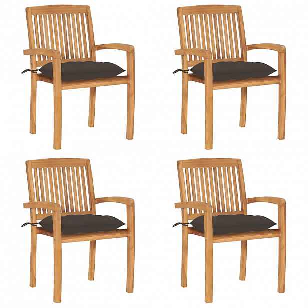 vidaXL Stohovací zahradní židle s poduškami 4 ks masivní teak