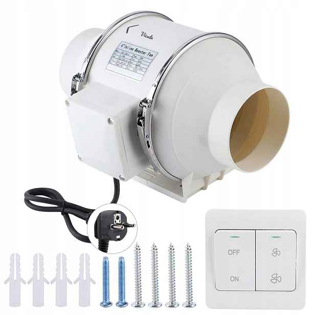 Dvourychlostní potrubní ventilátor Mini 100mm, 220 m3/h, 30W, HZ-100H