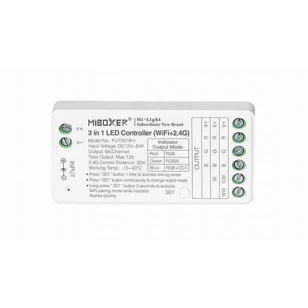 MiBoxer FUT037W+ Led WiFi ovladač 3v1 Rgb Rgbw Rgbcct 12A