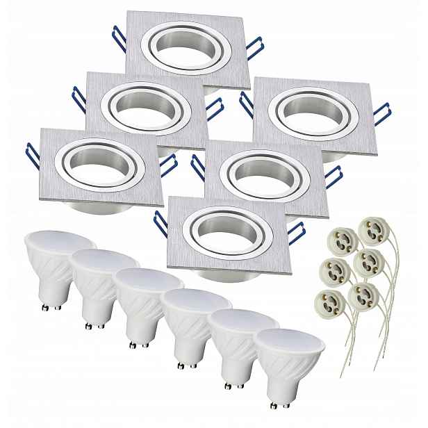 Set 6xLED GU10 2W Svítidlo Hliník Čtverec Pohyb