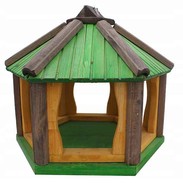 Velké Polský dřevěné krmítko pro ptáky, závěsné, 45x35 K42, zelené