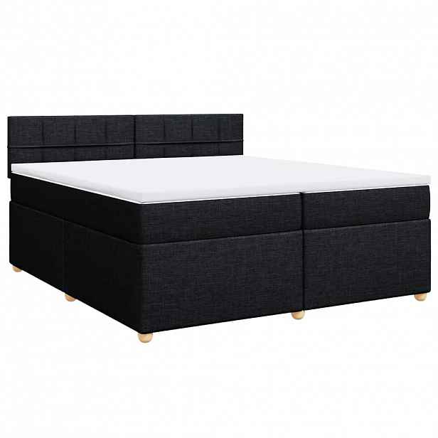 vidaXL Box spring postel s matrací černá 200x200 cm textil