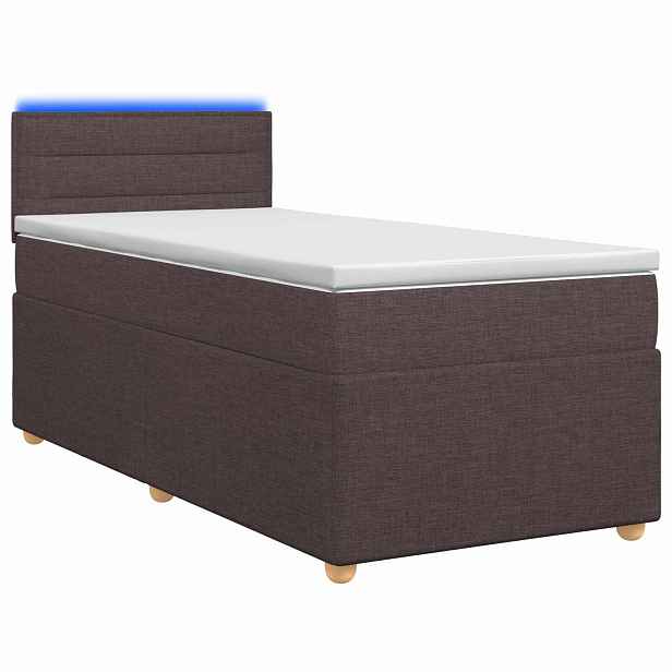 vidaXL Postel boxspring s matrací Tmavě hnědá 90 x 200 cm Textil