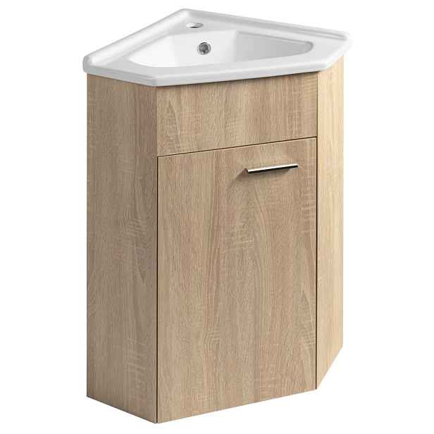 Aqualine ZOJA umyvadlová skříňka rohová 39x74x39cm, dub platin