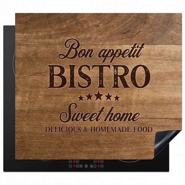 MuchoWow KRYT NA INDUKČNÍ DESKU Citace - Bistro - Dobrou chuť - Sweet home - Textura dřeva 60x52 cm