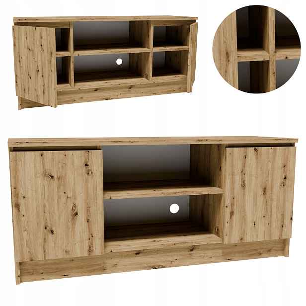 Rtv skříňka 2D1P120ART artisan 120 cm malý stolek pod televizor komoda regál