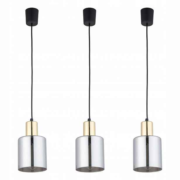 Tk Lighting Sada 3x Závěsná lampa Převis Lustr Černá Zlatá Klasická