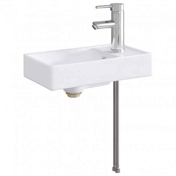 vidaXL Umývadlo s baterií a odpadem Chrom 40,5 x 22,5 x 11,5 cm