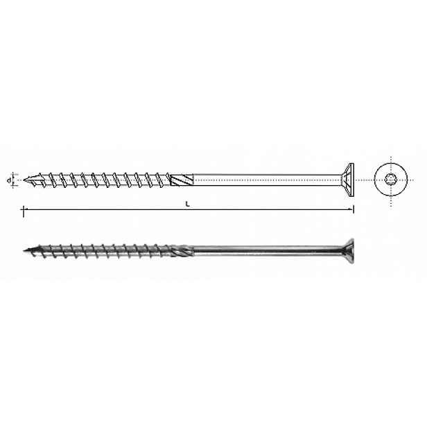 Vrut Do Dřeva S Kuželovou Hlavou Na Torx 6*120MM T30 100 Ks