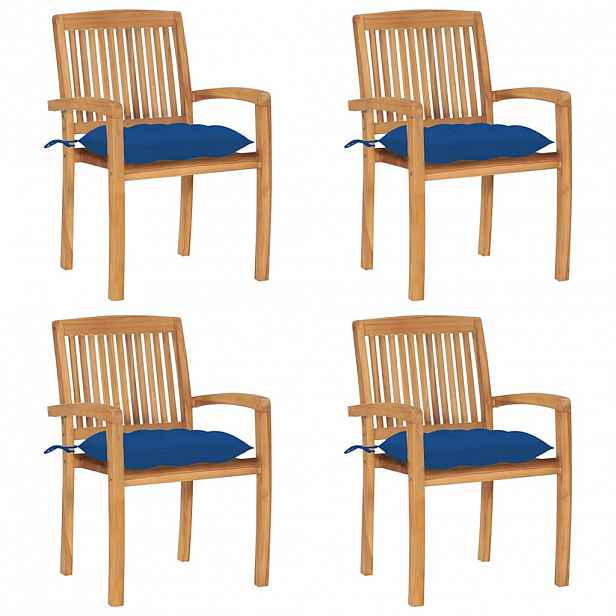 vidaXL Stohovací zahradní židle s poduškami 4 ks masivní teak