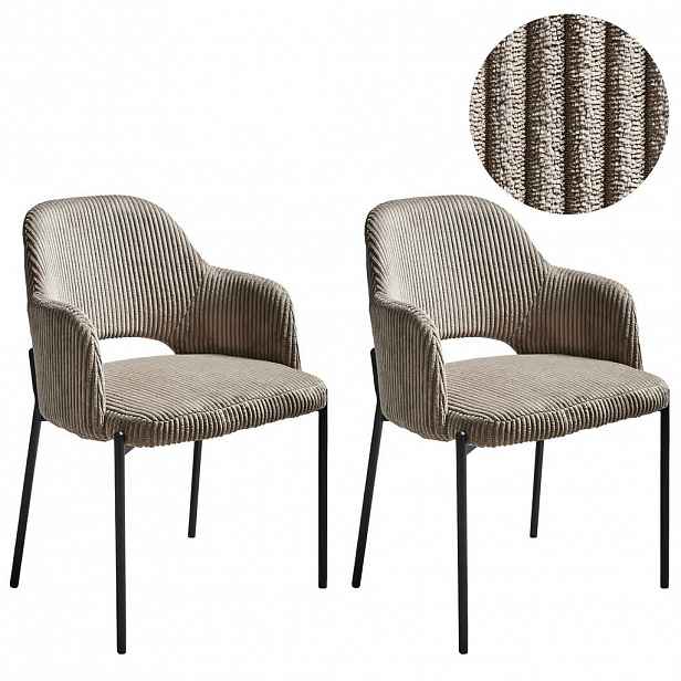 Beliani JÍDELNÍ ŽIDLE sada 2 ks Manšestr Taupe Raton