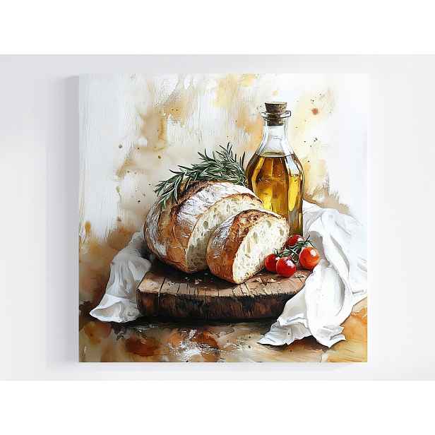 Obraz Na Plátně Canvas Kuchyně Jídlo Chléb Olivový Rajčata 50x50