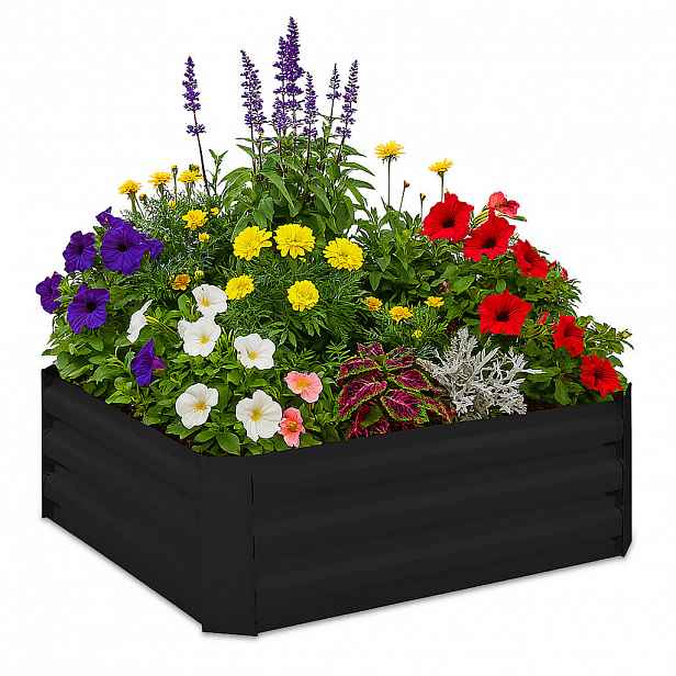 Relaxdays ZÁHON černý vyvýšený kov pozinkovaný bez dna 30 cm