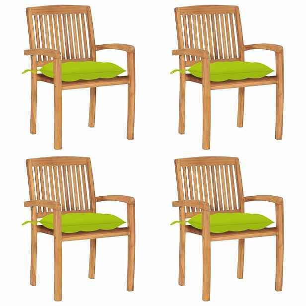 vidaXL Stohovací zahradní židle s poduškami 4 ks masivní teak
