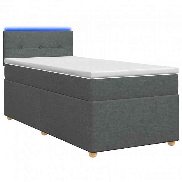 vidaXL Postel boxspring s matrací s čelo Tmavě šedá 90 x 200 cm Textil