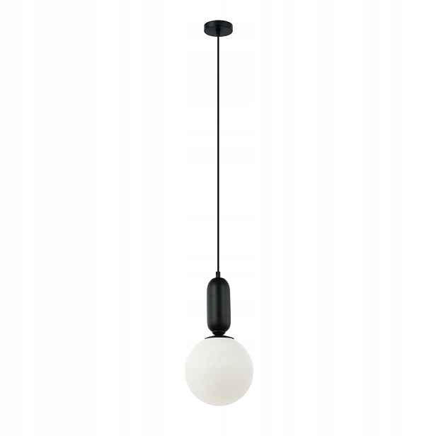 Italux Aldeva závěsná lampa černá bílá koule sklo 1xE27 40W