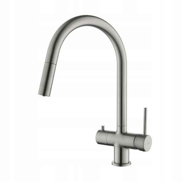 Kuchyňská Baterie 4-CESTNÁ S Vytahovací Sprškou, Připojení Vodního Filtru Ocel