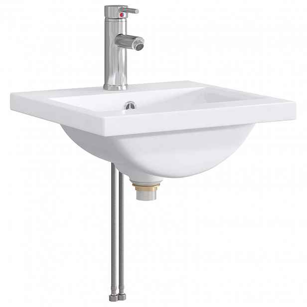 vidaXL Umývadlo s baterií a odpadem Chrom 42 x 40 x 16,5 cm Keramika