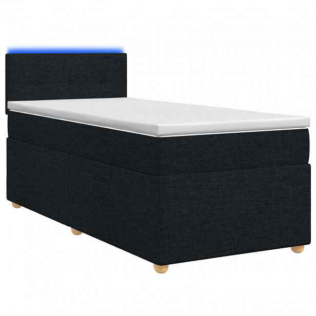 vidaXL Postel boxspring s matrací s LED pásky Černá 90 x 200 cm Textil