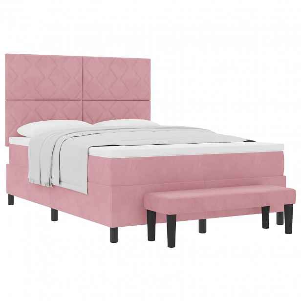 vidaXL Postel s boxspringem s polštářem Růžová 200 x 140 cm samet
