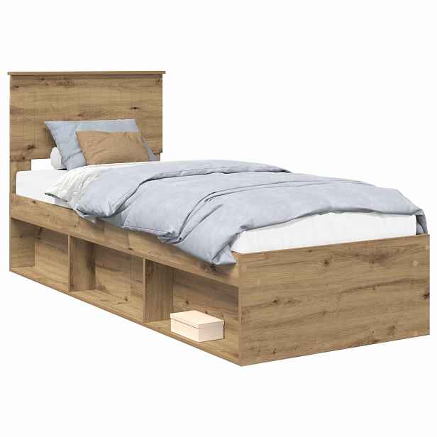vidaXL Rám postele Umělecký dub 75 x 190 cm Masivní borové dřevo