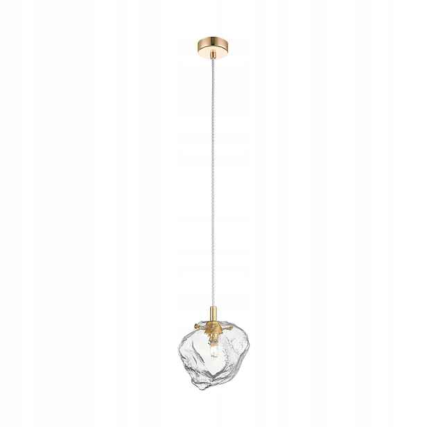 Závěsná lampa ze zlatého skleněného stínítka s kamenem glamour do ložnice Zuma Line