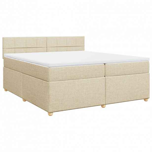 vidaXL Box spring postel s matrací krémová 200x200 cm textil