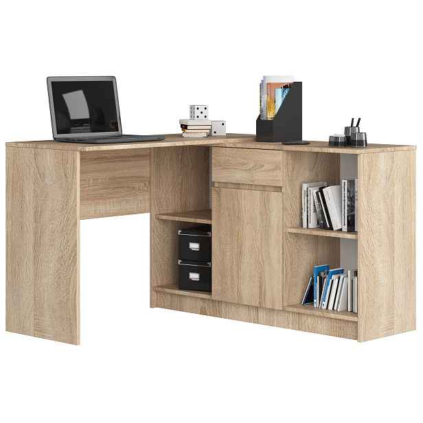 Ak furniture Rohový psací stůl B-17 s komodou dub sonoma